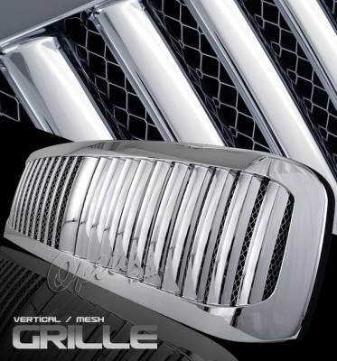 Ford F250 Option Racing Chrome Grille - Vertical Mesh - 1PC - 65-18384