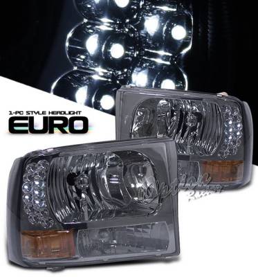 Ford F250 Option Racing Headlights - Smoke & Amber with LED - 1PC - 10-18272