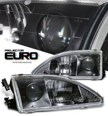 Ford Mustang Option Racing Projector Headlights - Black - 11-18165