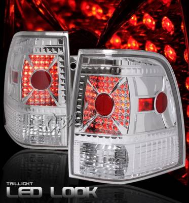 Ford Expedition Option Racing Taillights - LED Look - Chrome Diamond Cut - 17-18368