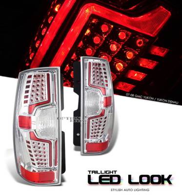 GMC Yukon Option Racing Taillights LED Look - Chrome Diamond Cut - 17-19371