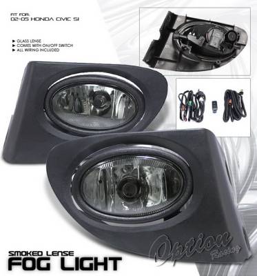 Honda Civic Option Racing Fog Light Kit with Wiring Kit - Smoke - 28-20209