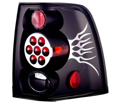 Ford Expedition IPCW Taillights - Crystal Eyes with Silver Flame & Metal Cover on Cap - 1 Pair - CWT-CE517CBF