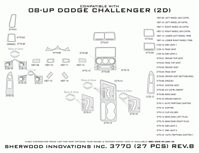 Sherwood - Dodge Challenger Sherwood 2D Flat Dash Kit - Image 5