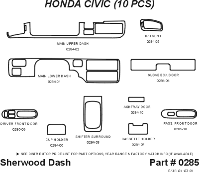 Sherwood - Honda Civic 2DR Sherwood 2D Flat Dash Kit - Image 5