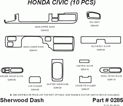Sherwood - Honda Civic 2DR Sherwood 2D Flat Dash Kit - Image 5