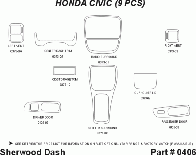 Sherwood - Honda Civic 2DR Sherwood 2D Flat Dash Kit - Image 5