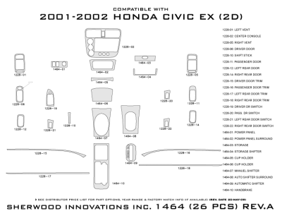 Sherwood - Honda Civic 4DR Sherwood 2D Flat Dash Kit - Image 5