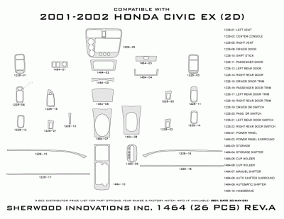 Sherwood - Honda Civic 4DR Sherwood 2D Flat Dash Kit - Image 5