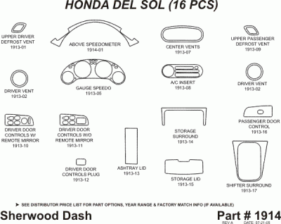 Sherwood - Honda Del Sol Sherwood 2D Flat Dash Kit - Image 5