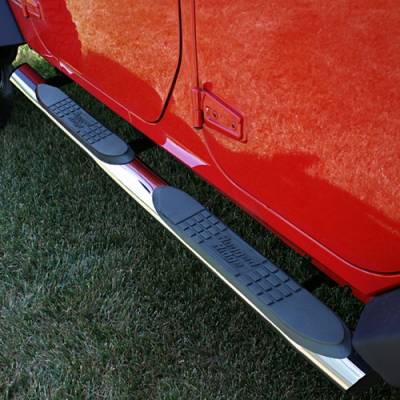 Rugged Ridge Side Tube Step - 4 inch - Oval - Stainless Steel - 11593-08