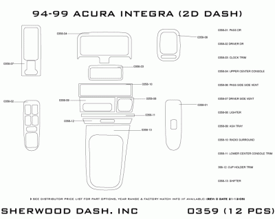 Sherwood - Acura Integra 4DR Sherwood 2D Flat Dash Kit - Image 5