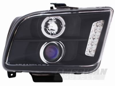 AM Custom - Ford Mustang Black Halo Projector Headlights - LED - 49005 - Image 1