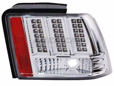 Ford Mustang Chrome 3-Light LED Taillights - 49044