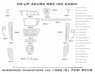 Sherwood - Acura RSX Sherwood 2D Flat Dash Kit - Image 5