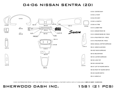 Sherwood - Nissan Sentra Sherwood 2D Flat Dash Kit - Image 5