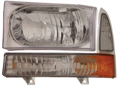 Ford Superduty Anzo Headlights - Chrome with Corner Amber - 111081