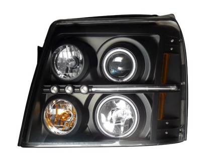 Cadillac Escalade Anzo Projector Headlights - Halo Black & Clear & Amber- CCFL - 111142