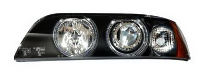 BMW 5 Series Anzo Projector Headlights - Black & Clear with Halos - 121017
