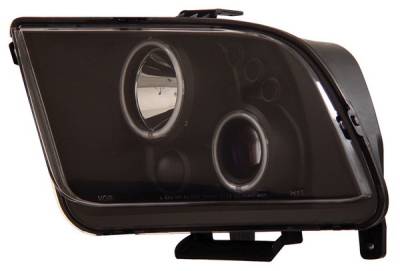 Ford Mustang Anzo Projector Headlights - with Halo - Black & Clear with Amber Reflectors - 121166