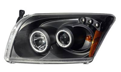 Dodge Caliber Anzo Projector Headlights - Black & Clear Halos- CCFL - 121214