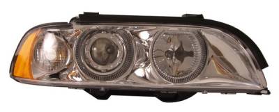 BMW 5 Series Anzo Projector Headlights - Chrome & Clear H.I.D with Halos - 121215