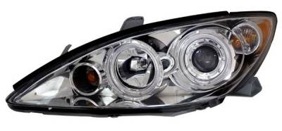Toyota Camry Anzo Projector Headlights - Halo Chrome & Clear Amber - 121244