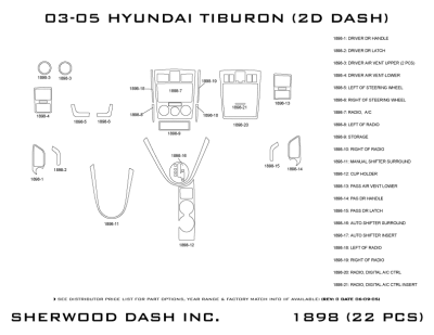 Sherwood - Hyundai Tiburon Sherwood 2D Flat Dash Kit - Image 5