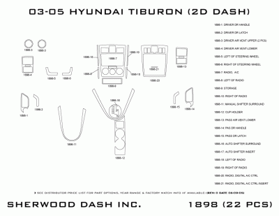 Sherwood - Hyundai Tiburon Sherwood 2D Flat Dash Kit - Image 5