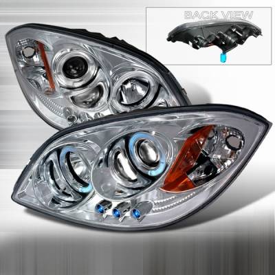 Chevrolet Cobalt Custom Disco Chrome & Clear Dual Halo LED Projector Headlights with Amber Reflector - 2LHP-COB05-YD