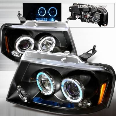 Ford F150 Custom Disco Halo LED Projector Headlights - 2LHP-F15004JMB-TM