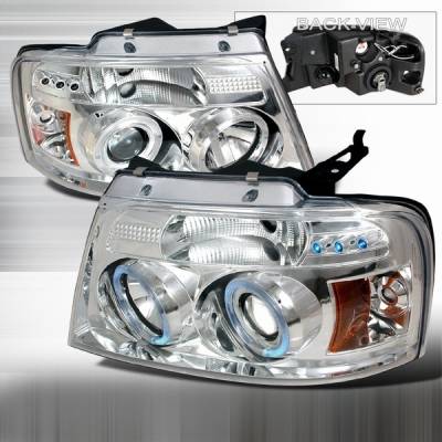 Ford F150 Custom Disco Clear Halo Projector Headlights - 2LHP-F15004-YD
