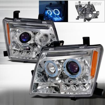 Nissan Xterra Custom Disco Chrome Halo Projector Headlights - 2LHP-XTE05-TM
