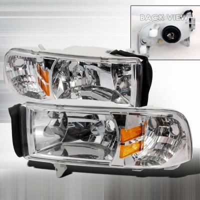 Dodge Ram Custom Disco Clear Euro Headlights with Amber Reflector - 1PC - 2LH-RAM94-ABM