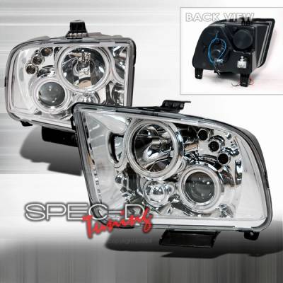 Ford Mustang Custom Disco Chrome CCFL Halo LED Projector Headlights - 3LHP-MST05-KS