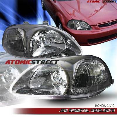 Crystal Head Lights Gun Metal Amber