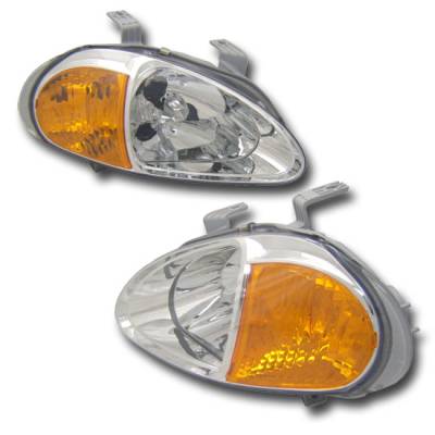 Euro JDM Chrome Headlights Amber