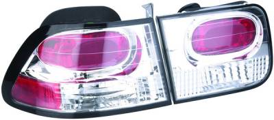 Honda Civic 2DR APC Euro Taillights with Chrome Housing - 404152TLR
