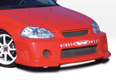 Honda Civic Wings West GSR Style Front Bumper Cover - Fiberglass - 490176