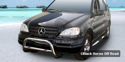 Black Horse - Mercedes-Benz ML Black Horse Bull Bar Guard Brush with Fog Light Brackets - Image 2