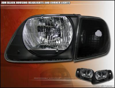 JDM Black Headlights With Corner