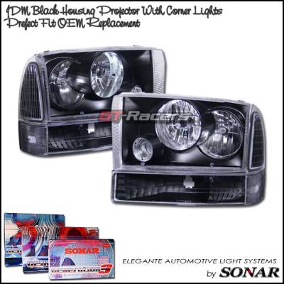 JDM Black Pro Headlights With Corner