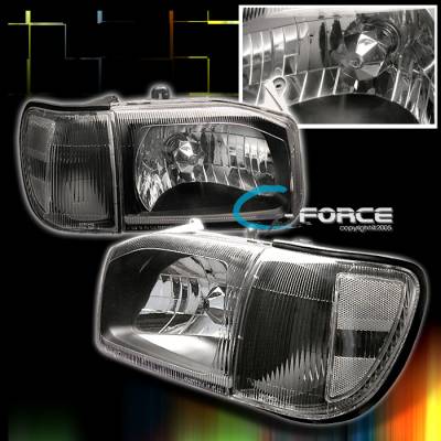 JDM Black Headlights With Clear Corner
