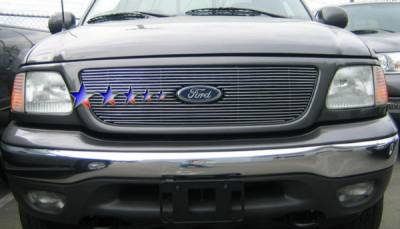 APS - Ford F150 APS Billet Grille - Bar Style with Logo Opening - Upper - Stainless Steel - F65723S - Image 1