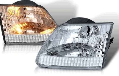 Ford F250 WinJet Euro Headlight with Halo - Chrome & Clear - WJ10-0015-01