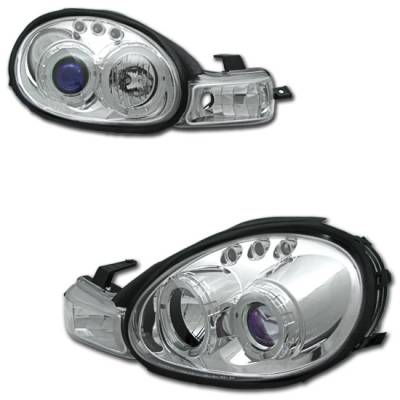 Chrome Blue Dual Halo LED Headlights