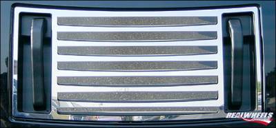Hummer H2 RealWheels Pocketed 7-Louver Top Grille Overlay - Polished Stainless Steel - 1PC - RW100-1-A0102