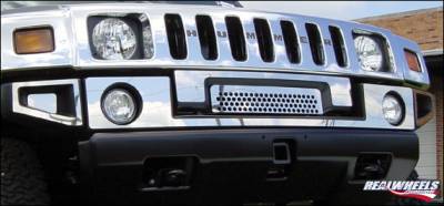 Hummer H2 RealWheels Front Upper Bumper Overlay Kit - Polished Stainless Steel - 8PC - RW103-1-A0102
