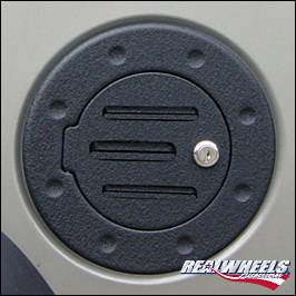 Hummer H2 RealWheels Grooved Locking Fuel Door - Black Powder Coat Billet Aluminum - 1PC - RW202-2BP-A0102