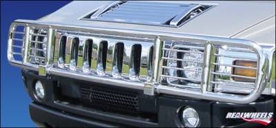 Hummer H2 RealWheels Brush Guard - Standard with Inserts - Polished Stainless Steel - 1PC - RW300-2-A0102